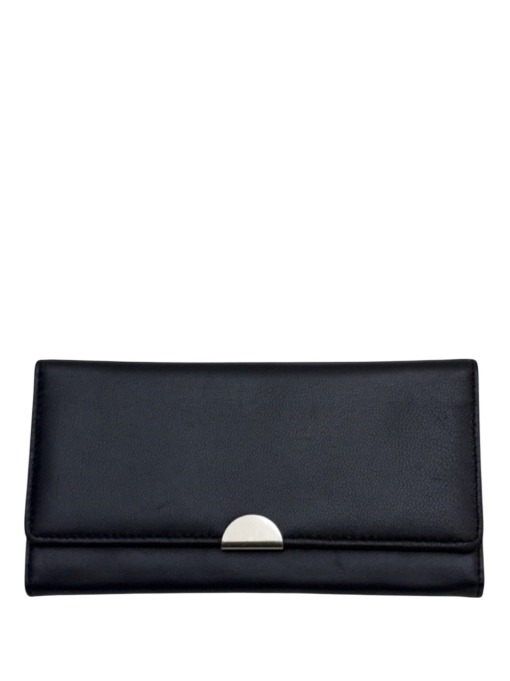 SAFE KEEPER - BLACK BUTTERY SOFT LEATHER LONG TRIFOLD SNAP WALLET